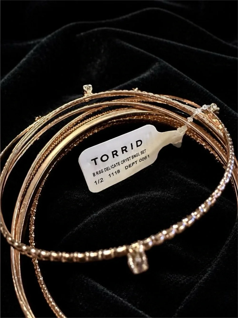 Torrid Bangle Set Rose Gold and Crystal Set of 15